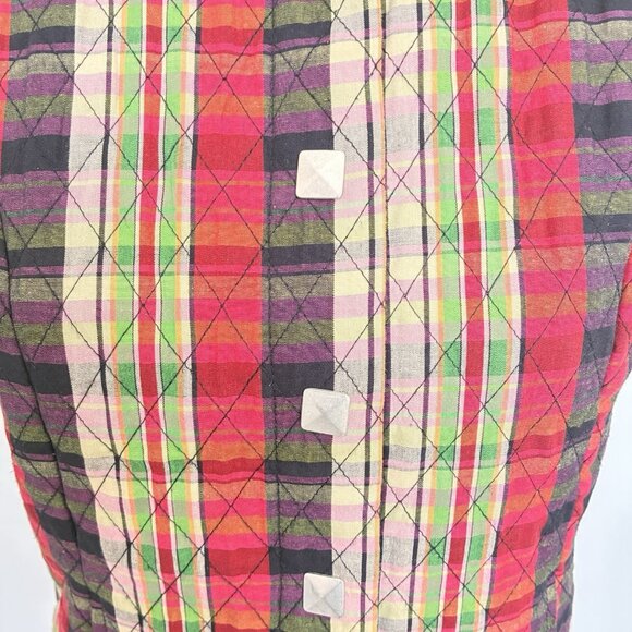 Christopher & Banks Plaid Quilted Vest Womens Small Snap front Pockets Holiday - Picture 6 of 8
